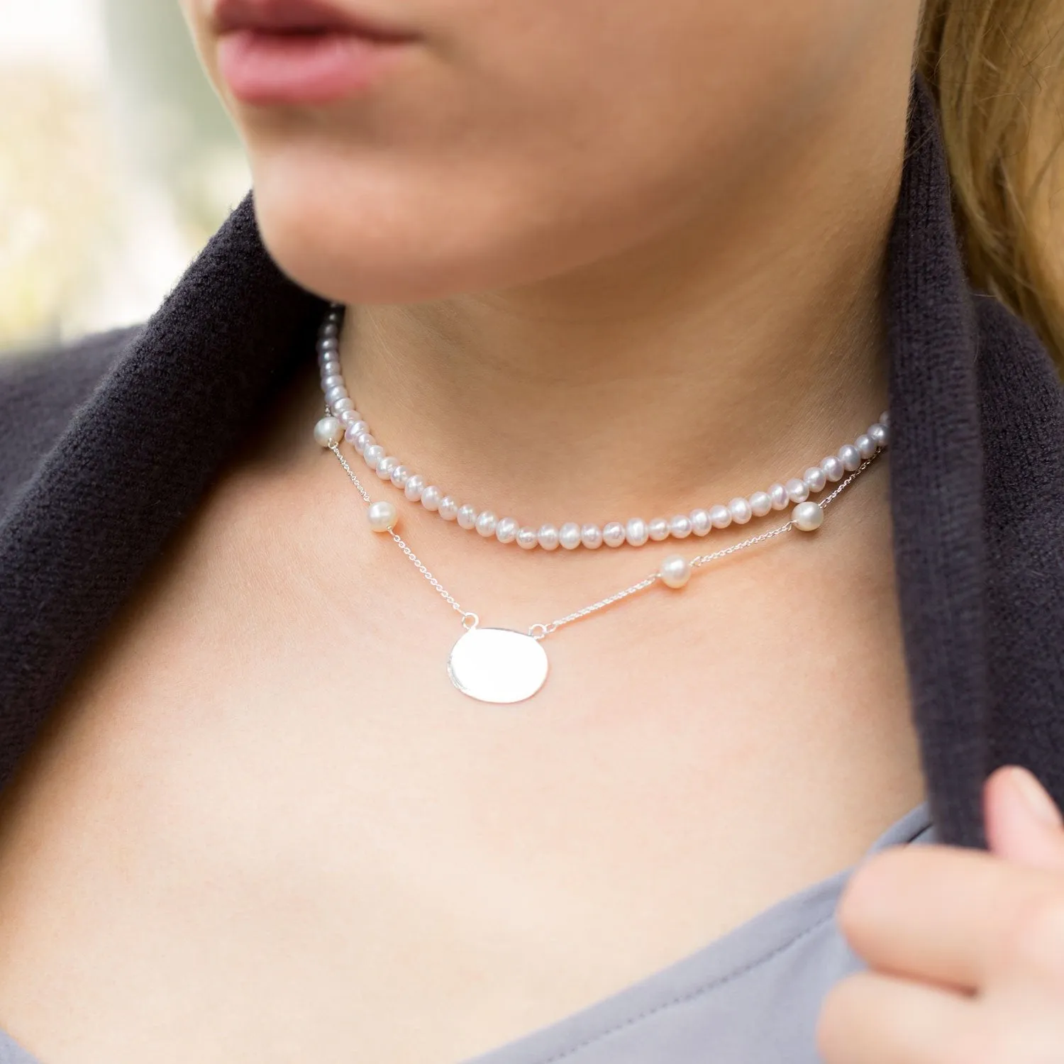 15" 2" Extension White Cultured Freshwater Pearl Necklace