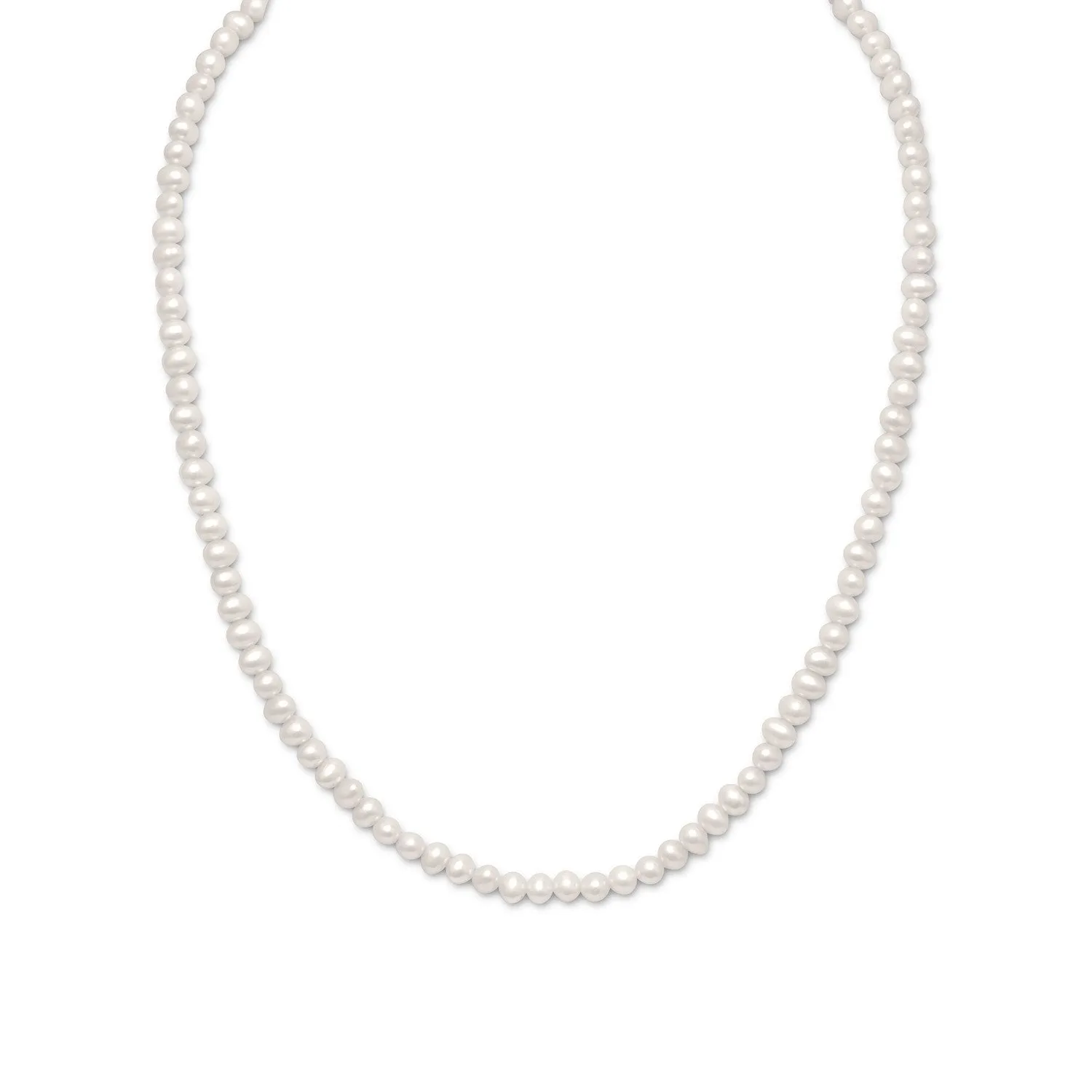 15" 2" Extension White Cultured Freshwater Pearl Necklace