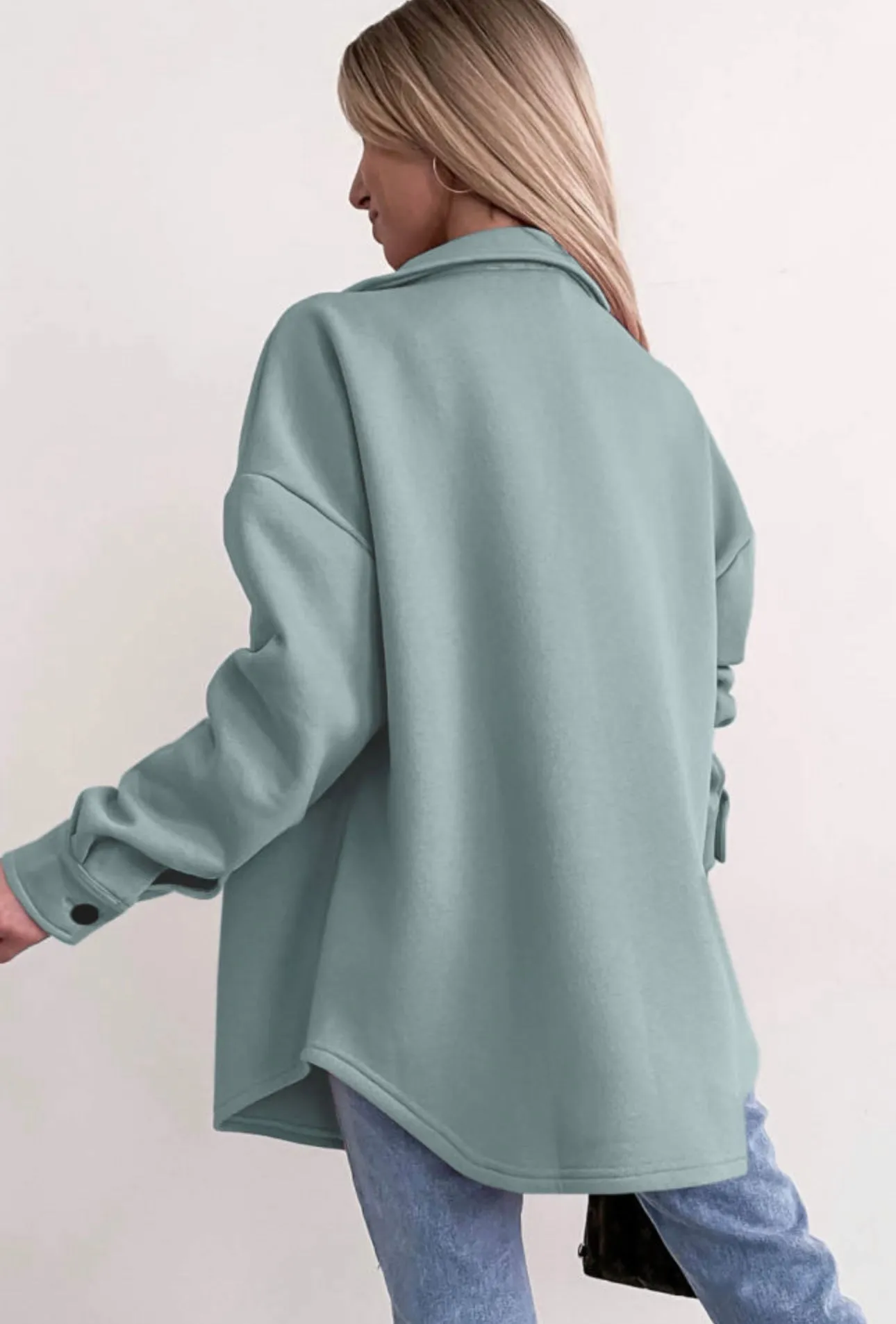 Dusty Blue fleece line shacket