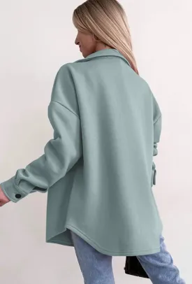 Dusty Blue fleece line shacket Dusty Blue fleece line shacket