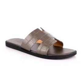 Hermes Paris Ash Croc Patterned Leather Slippers. Hermes Paris Ash Croc Patterned Leather Slippers.