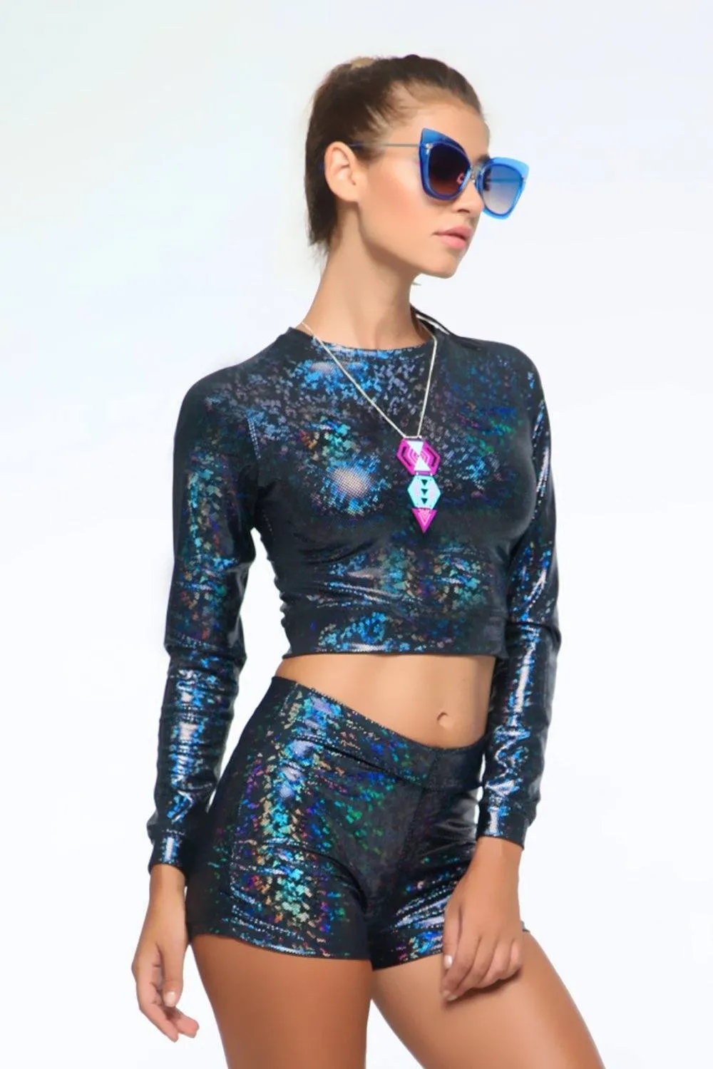 Holographic Hardball Tee Crop Top | 13 Colors