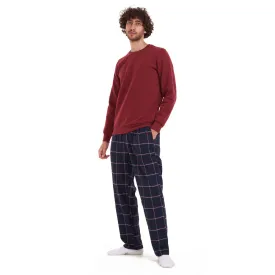 Men Winter Pajama Set Dark Red Shirt   Dark Red Checkered Pants Men Winter Pajama Set Dark Red Shirt   Dark Red Checkered Pants