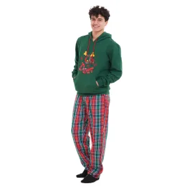 Men Winter Pajama Set Oh Deer Hoodie   Red x Green Checkered Pants Men Winter Pajama Set Oh Deer Hoodie   Red x Green Checkered Pants