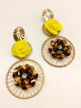 Nitara Yellow Long Western Earrings Nitara Yellow Long Western Earrings