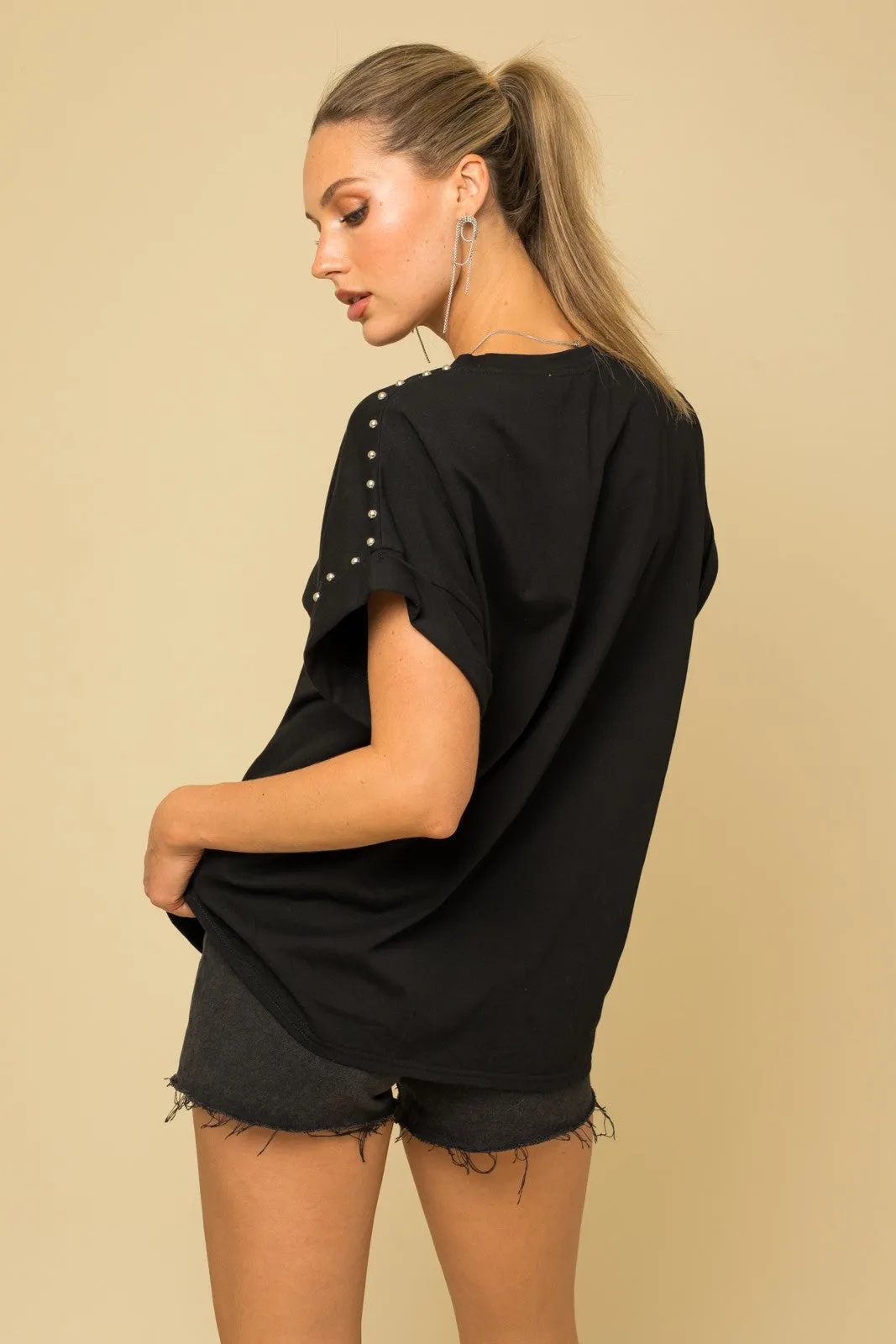 Stud Detail Oversize T-Shirt
