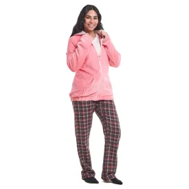 Women Winter Pajama 3 PCS Set Simon Sweatshirt  Off-white top  Pink x Dark Grey Checkered Pants Women Winter Pajama 3 PCS Set Simon Sweatshirt  Off-white top  Pink x Dark Grey Checkered Pants