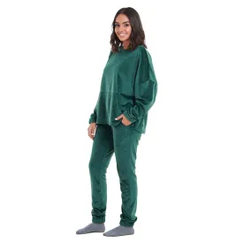 Women Winter Pajama Set Dark green Sweatshirt   Pants Women Winter Pajama Set Dark green Sweatshirt   Pants